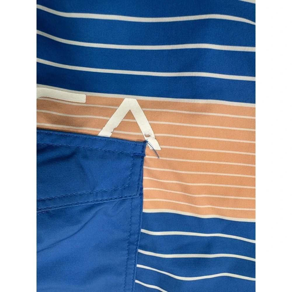 RVCA Men's 36x11 Board Shorts Swim Trunks Pocket Vacation Blue Peach Striped